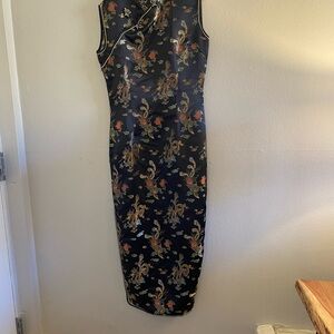 Floral Black Sleeveless Dress